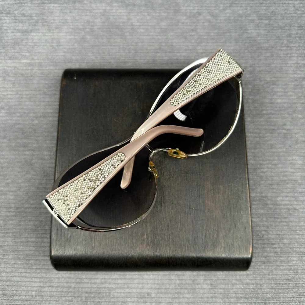 Valentino 5451/S Crystal Embellished Shield Sunglasses Silver Pink Y2k